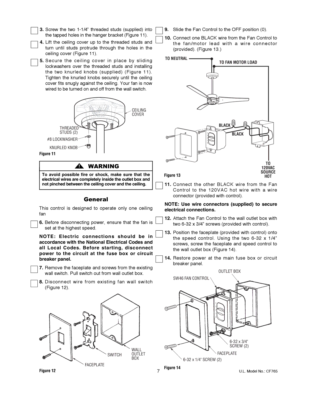 Emerson CF765WW00, CF765BQ00, CF765BS00 owner manual General 