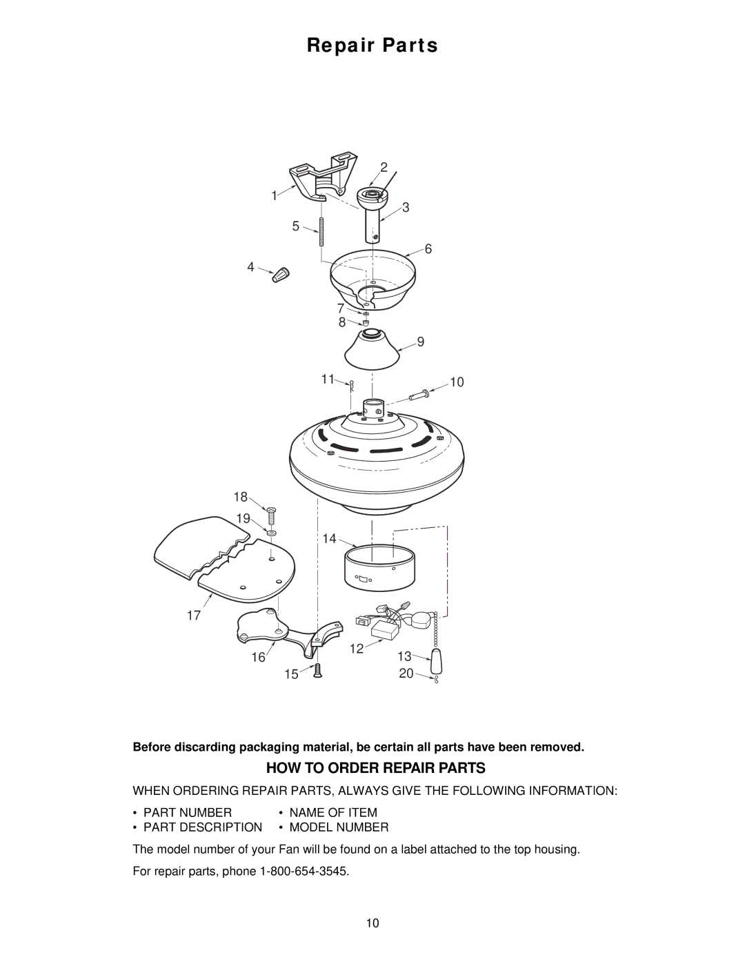 Emerson CF770BC02, CF770WW02, CF770CK02, CF770BS02, CF770AW02, CF770ORB02, CF770OB02 warranty HOW to Order Repair Parts 