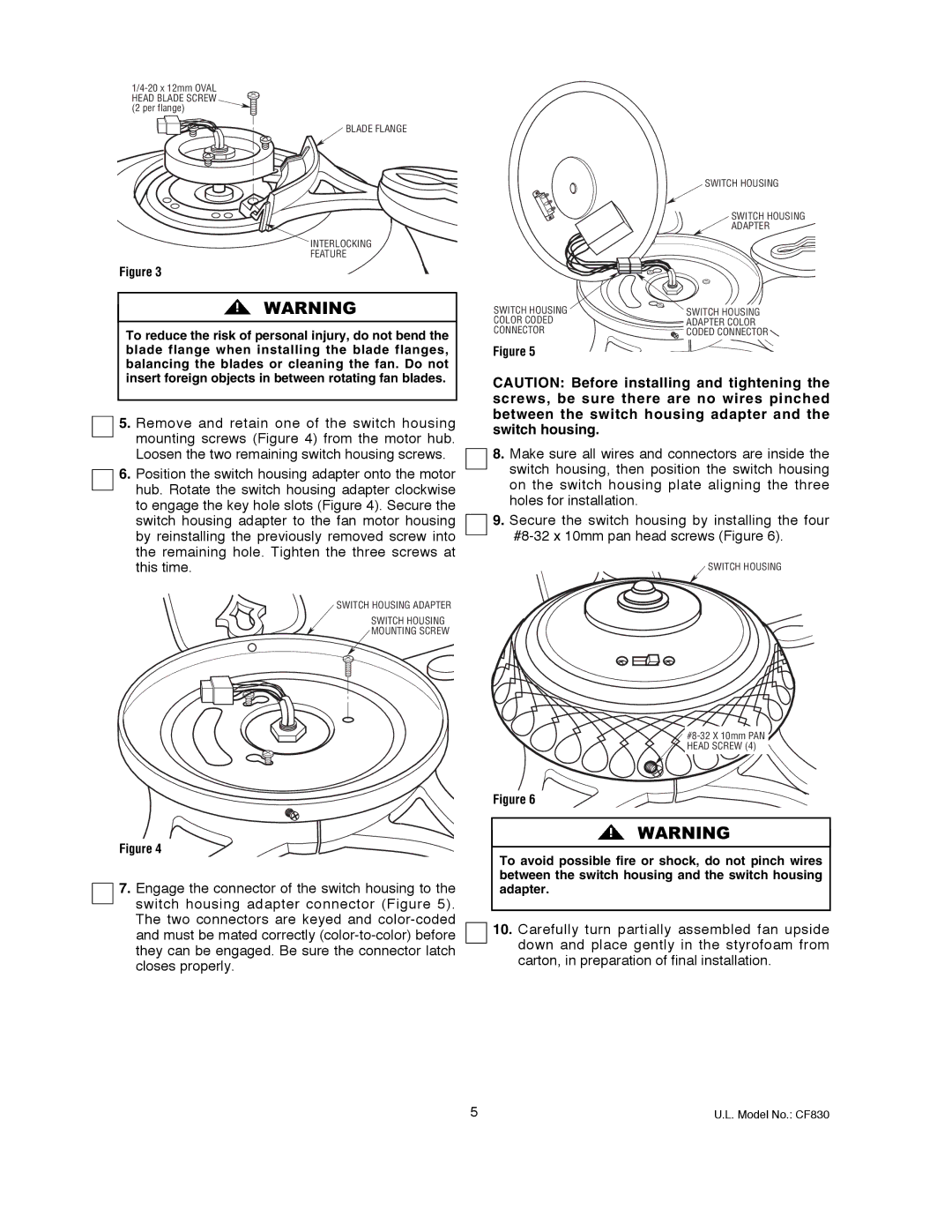 Emerson CF830GES00 owner manual Insert foreign objects in between rotating fan blades 