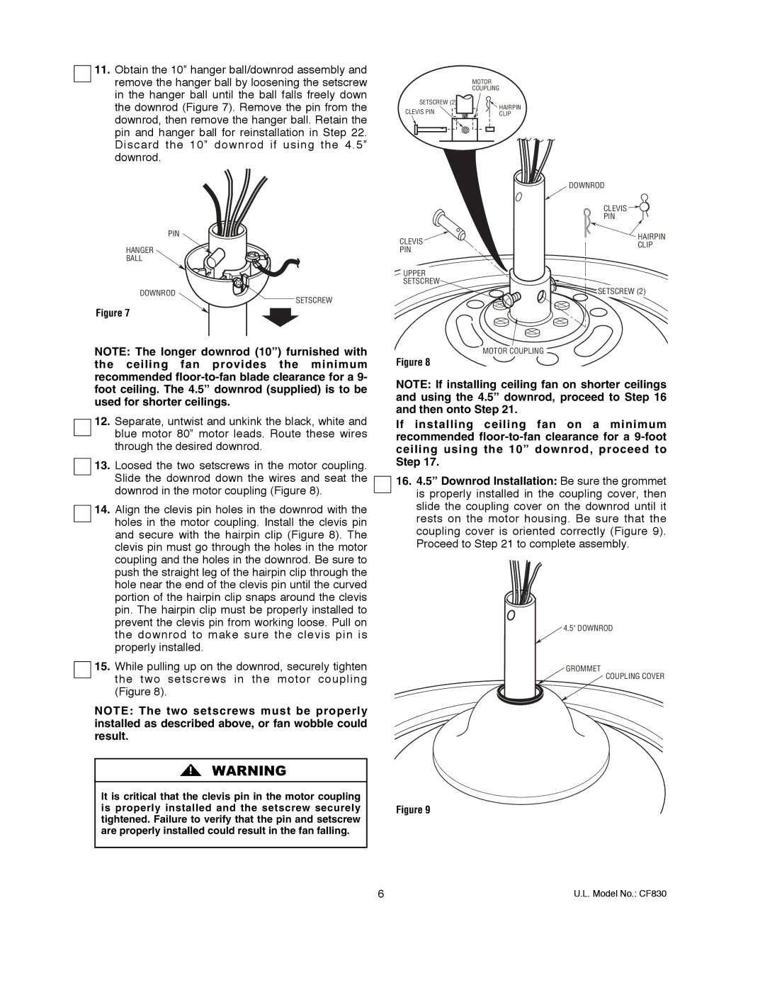 Emerson CF830GES00 owner manual Grommet Coupling Cover 