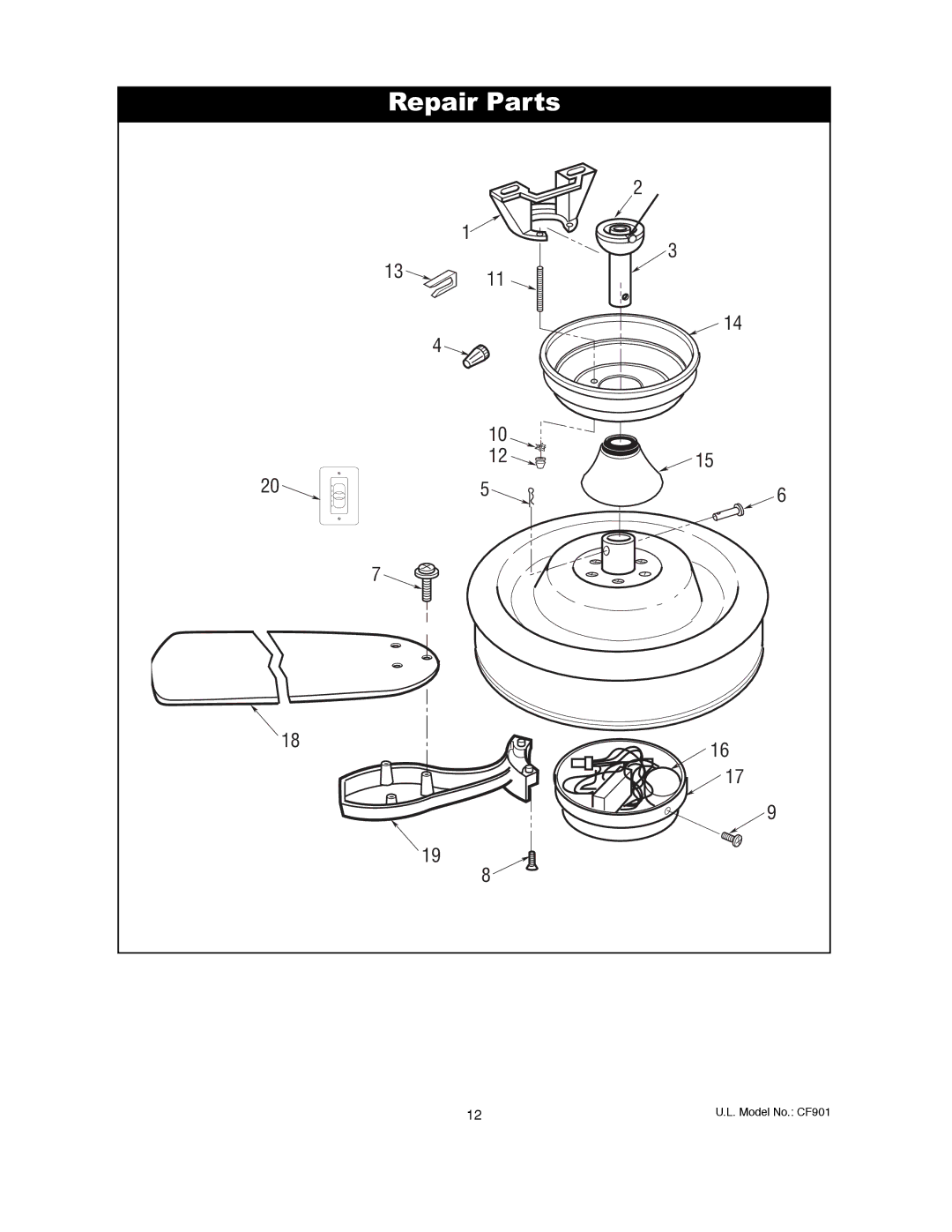 Emerson CF901VNB00, CF901ORB00, CF901CK00, CF901BS00, CF901GES00 owner manual Repair Parts 