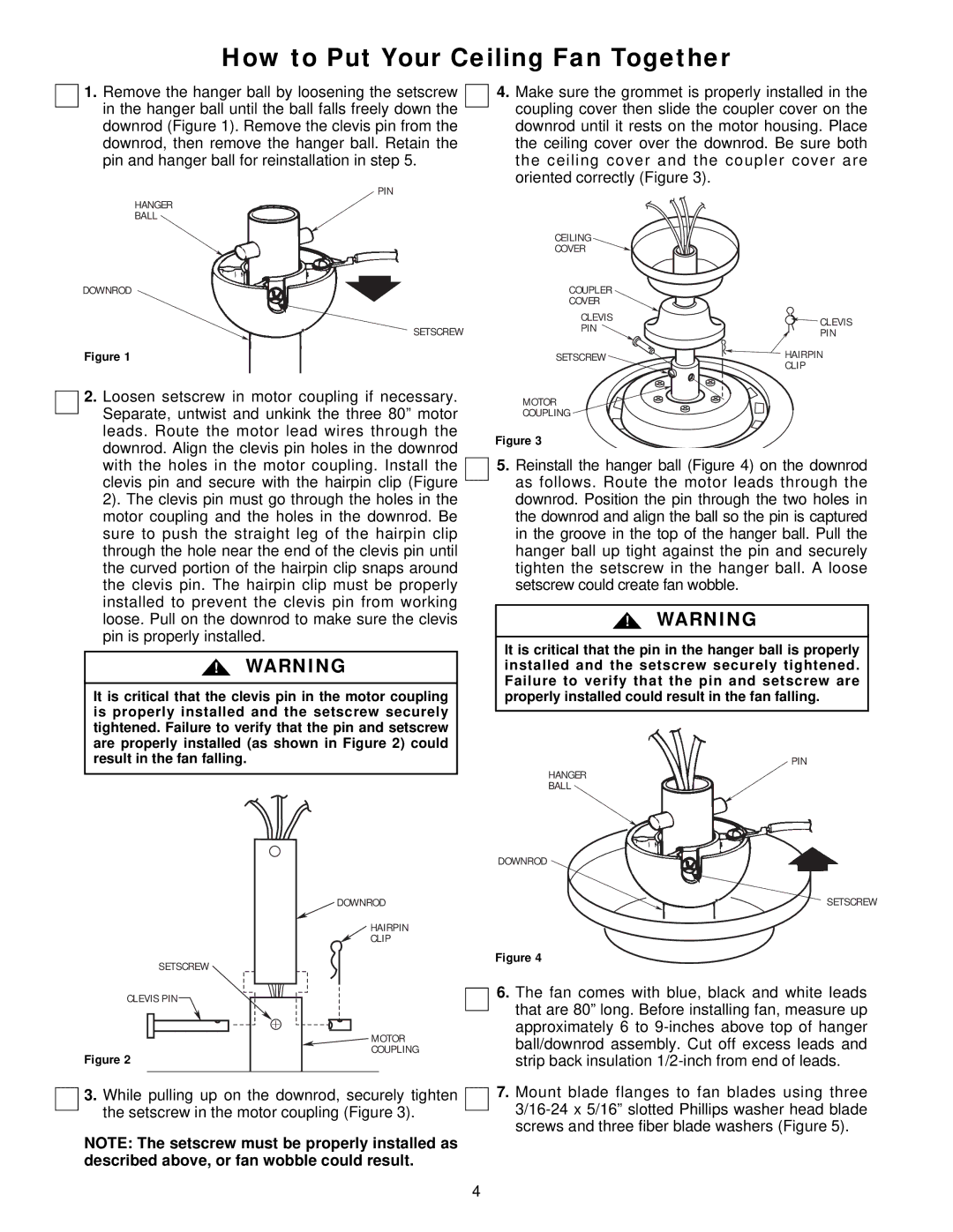 Emerson CF925BK00, CF925WW00, CF925BS00, CF925OB00 warranty How to Put Your Ceiling Fan Together 