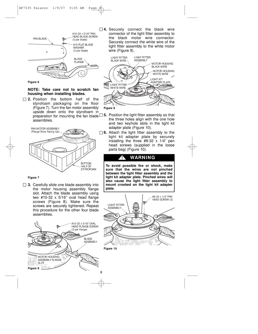 Emerson CF943 owner manual Turn the fan motor assembly Upside down onto the styrofoam 