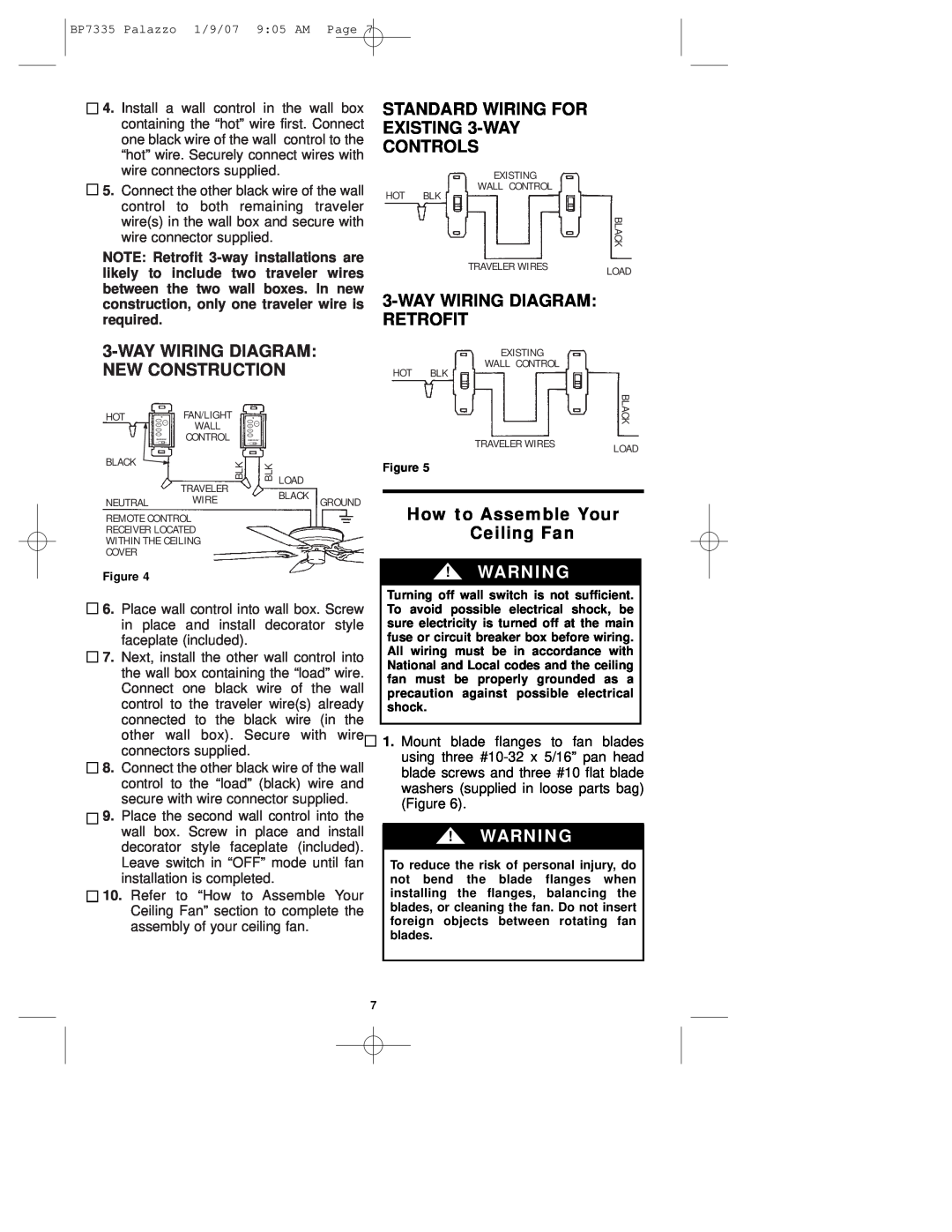 Emerson CF943 STANDARD WIRING FOR EXISTING 3-WAYCONTROLS, Waywiring Diagram Retrofit, WAYWIRlNG DIAGRAM NEW CONSTRUCTION 