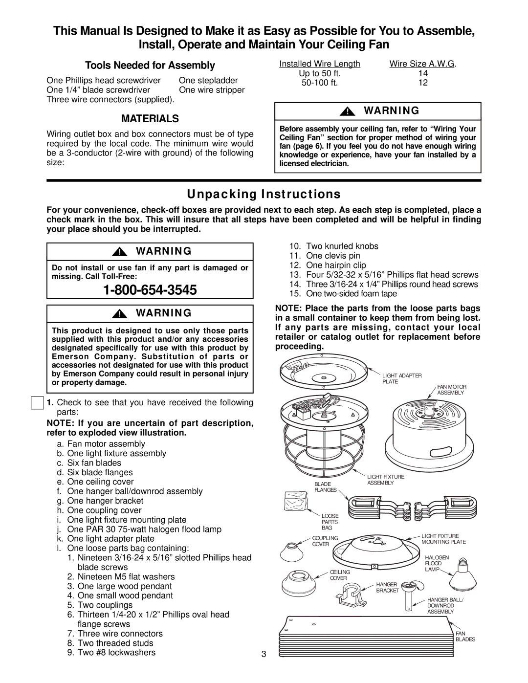 Emerson CF960CK 00, CF960WB 00, CF960BS 00 owner manual Unpacking Instructions 