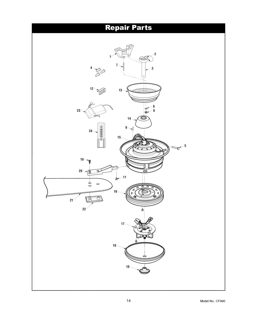 Emerson CF990BS00, CF990VNB00 owner manual Repair Parts 