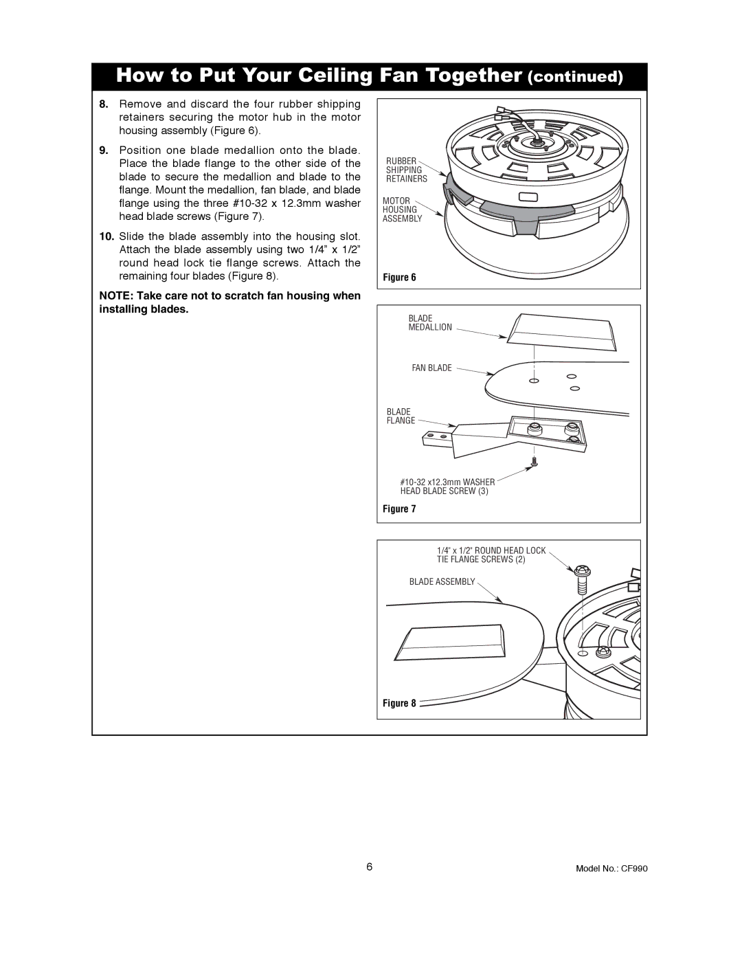 Emerson CF990BS00, CF990VNB00 owner manual Blade Assembly 