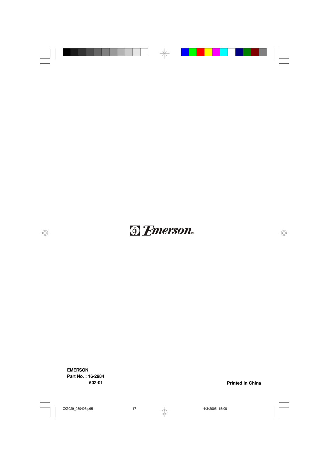 Emerson CK5029 owner manual Emerson 