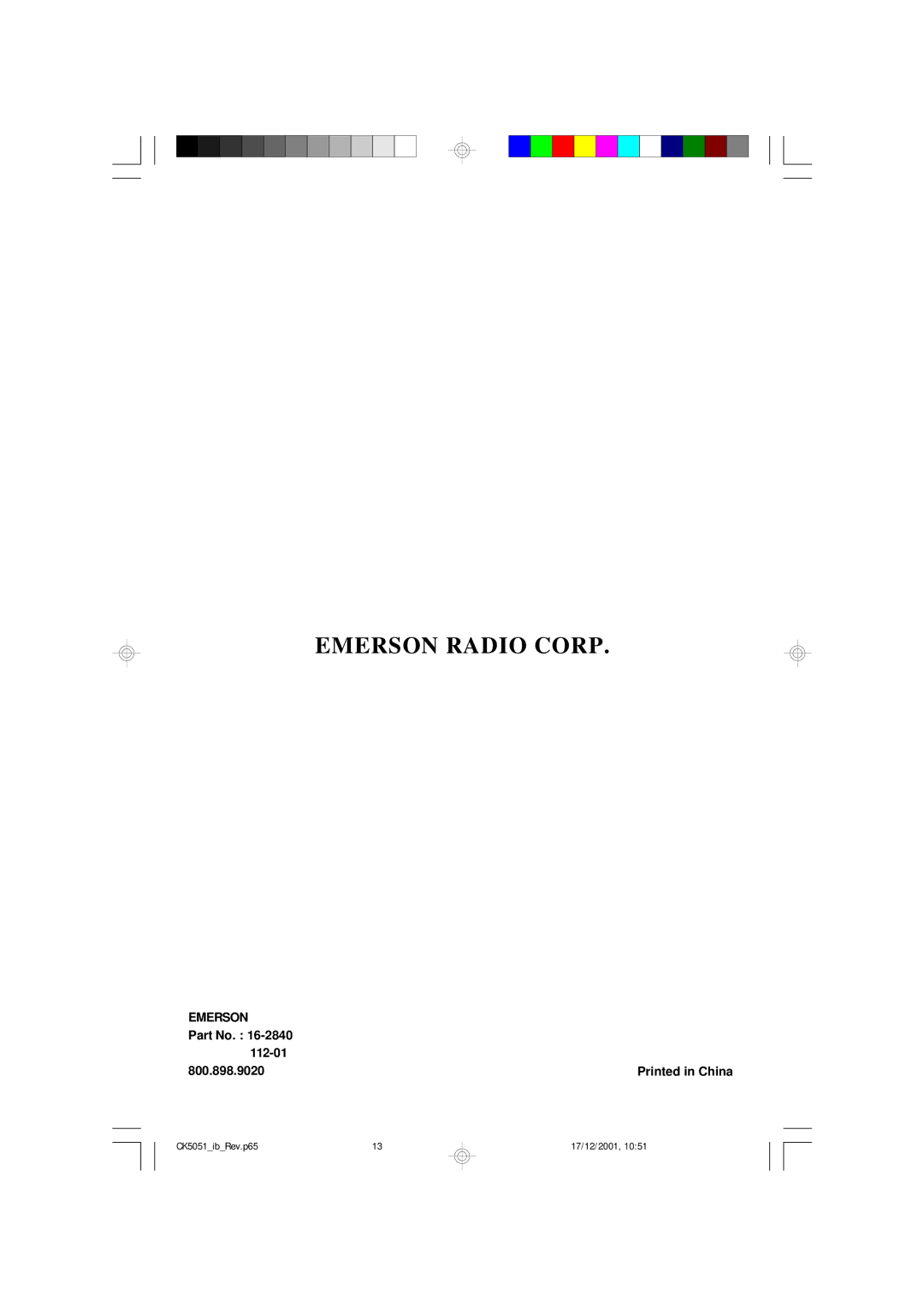 Emerson CK5051 owner manual Emerson Radio Corp 