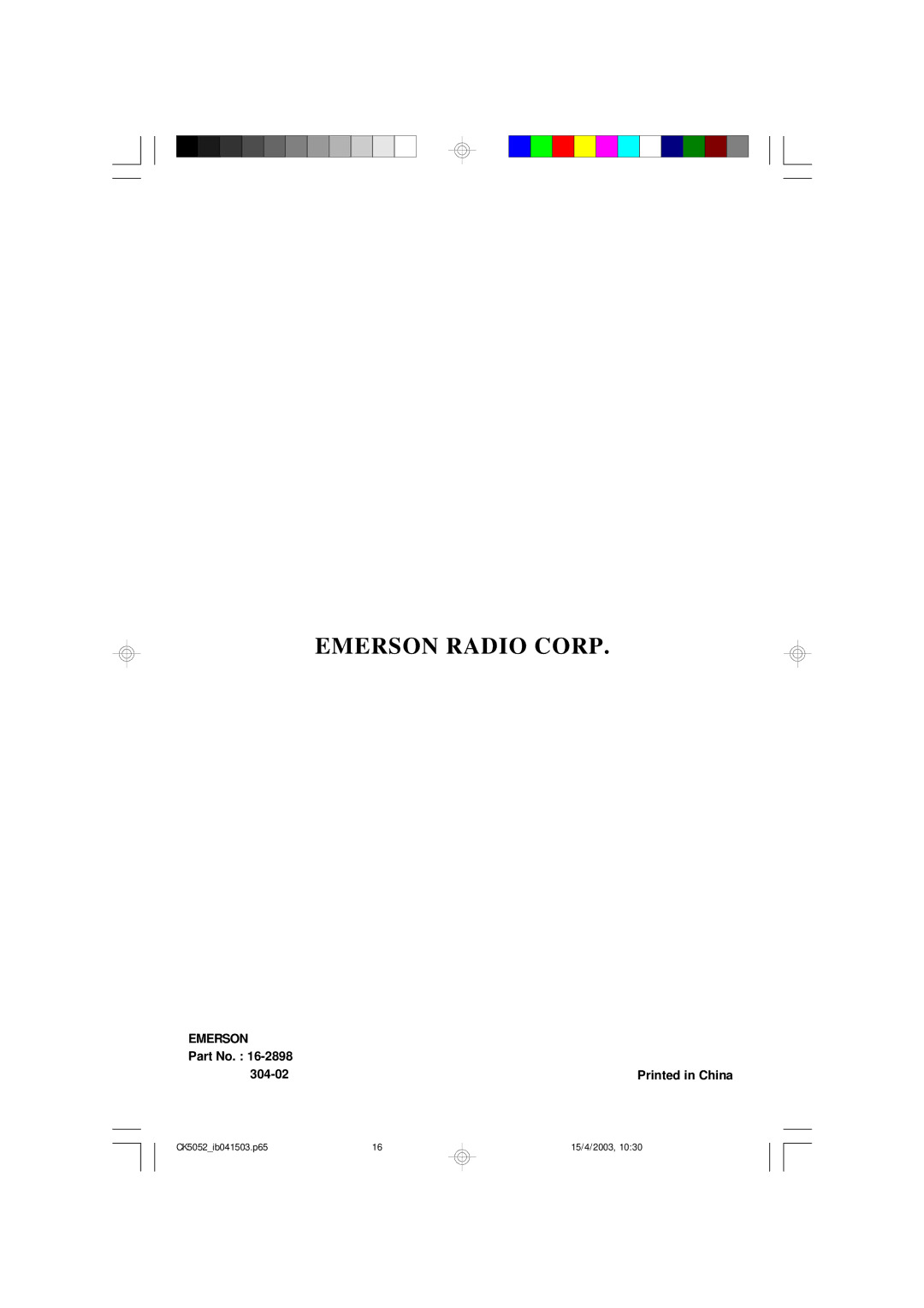 Emerson CK5052 owner manual Emerson Radio Corp 