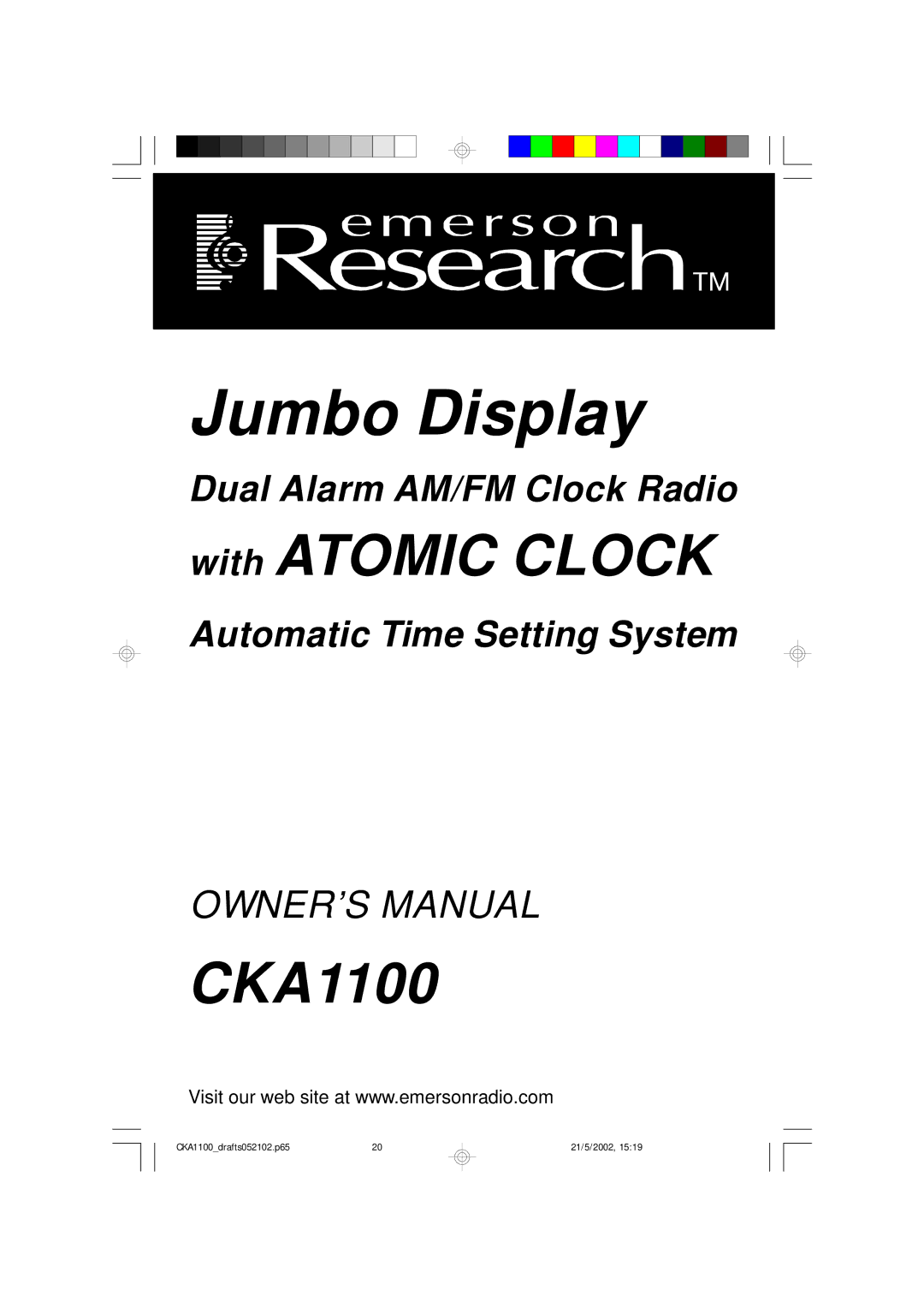 Emerson CKA1100 owner manual Jumbo Display 