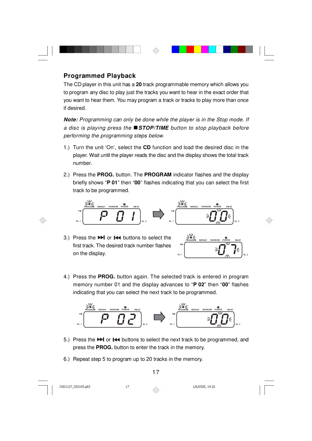 Emerson CKD1137 owner manual Programmed Playback 