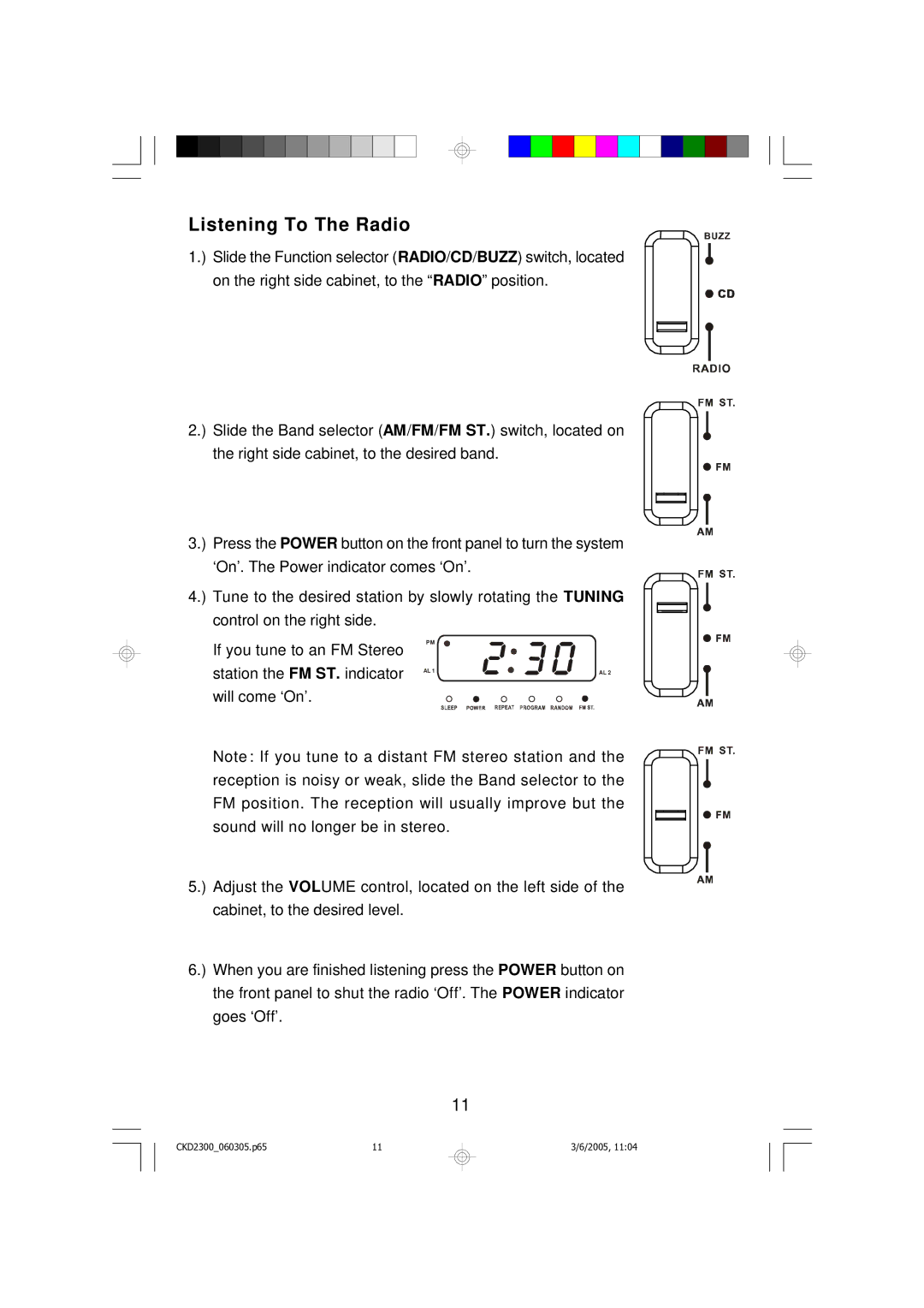 Emerson CKD2300 owner manual Listening To The Radio 