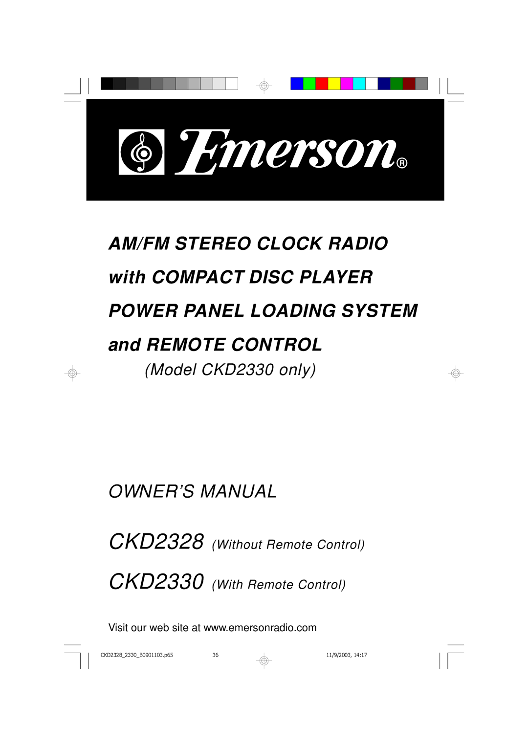 Emerson owner manual CKD2328 CKD2330 