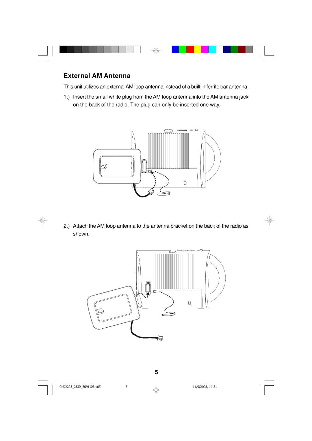 Emerson CKD2330, CKD2328 owner manual External AM Antenna 