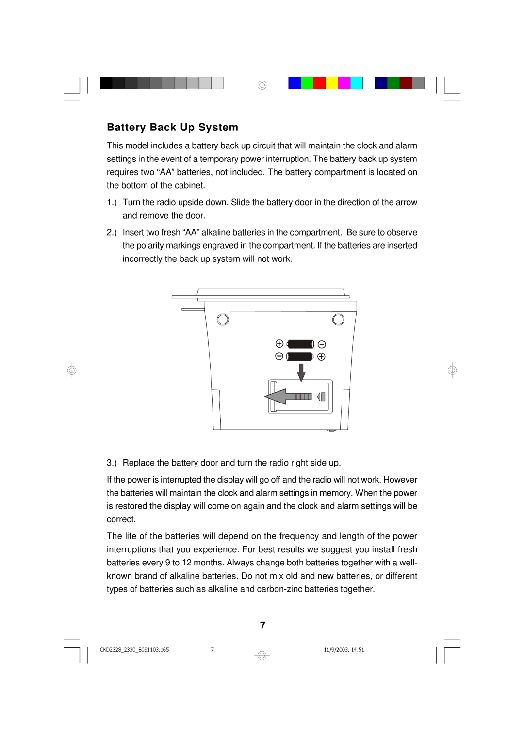 Emerson CKD2330, CKD2328 owner manual Battery Back Up System 