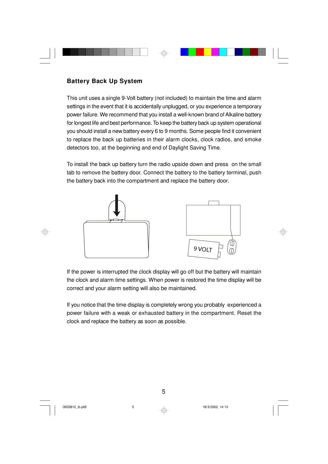 Emerson CKD3810 owner manual Battery Back Up System 