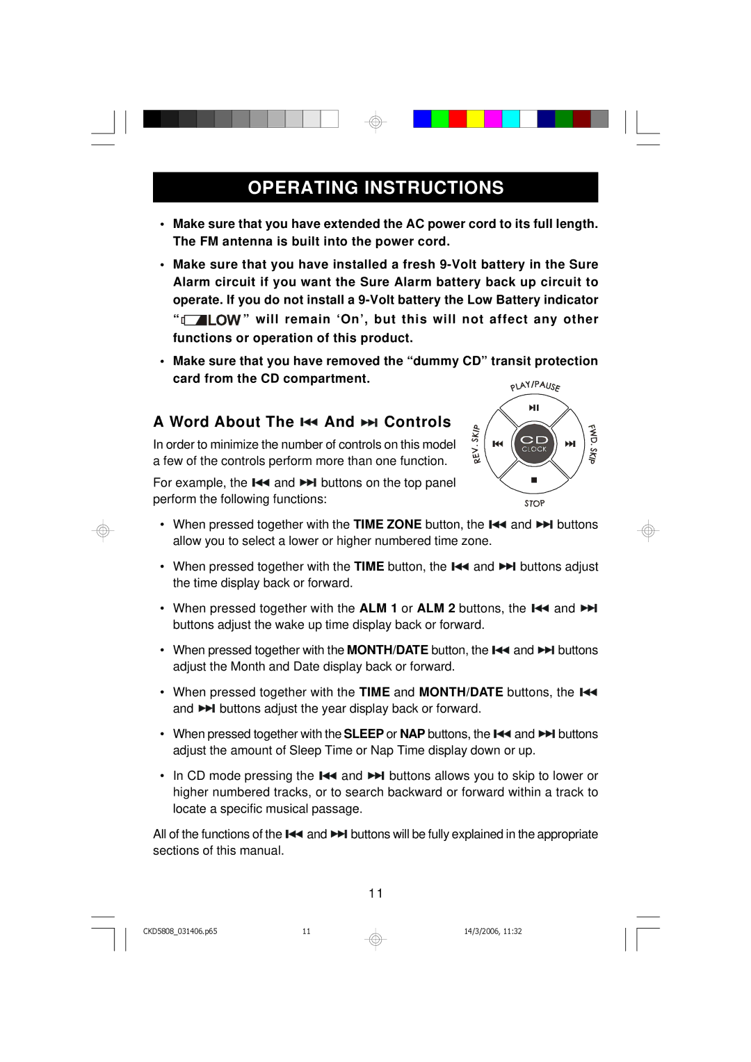 Emerson CKD5808 owner manual Operating Instructions, Word About The And Controls 