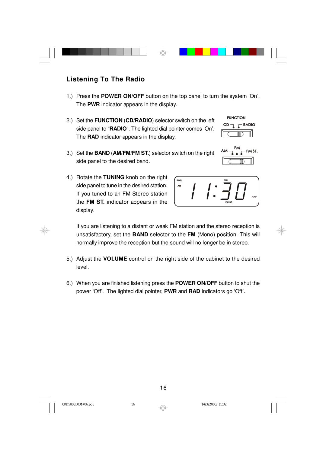 Emerson CKD5808 owner manual Listening To The Radio 