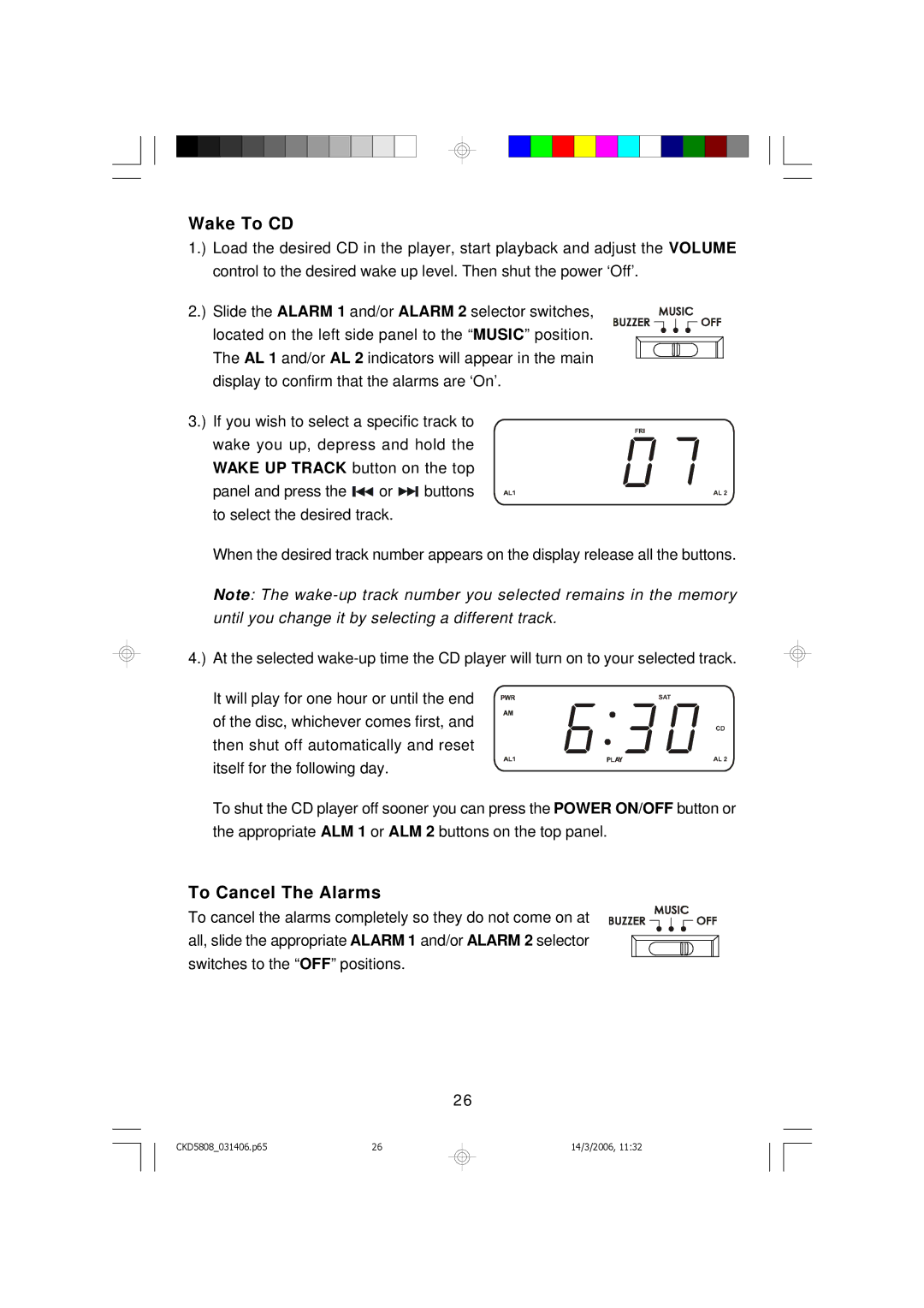 Emerson CKD5808 owner manual Wake To CD, To Cancel The Alarms 