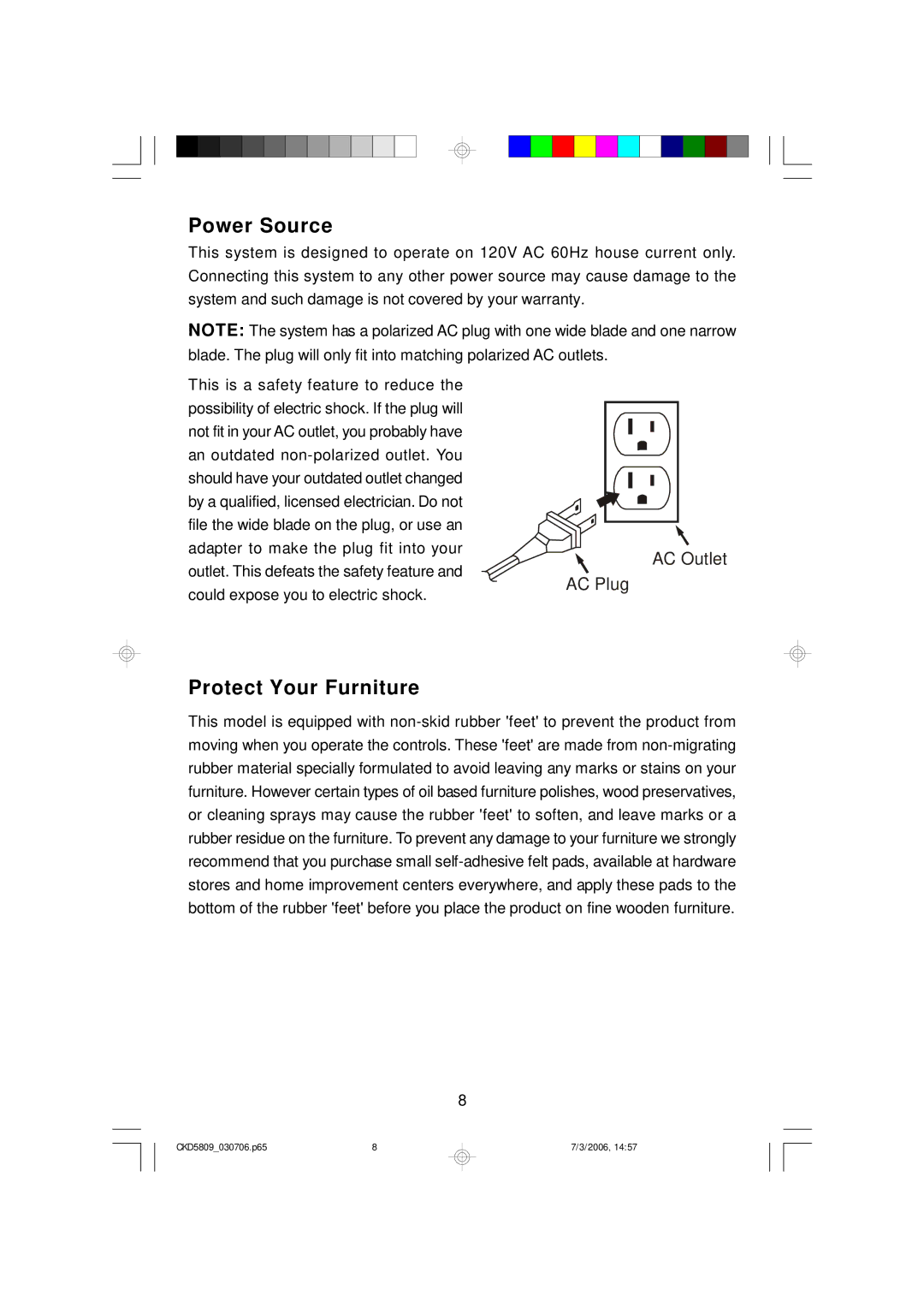 Emerson CKD5809 owner manual Power Source 