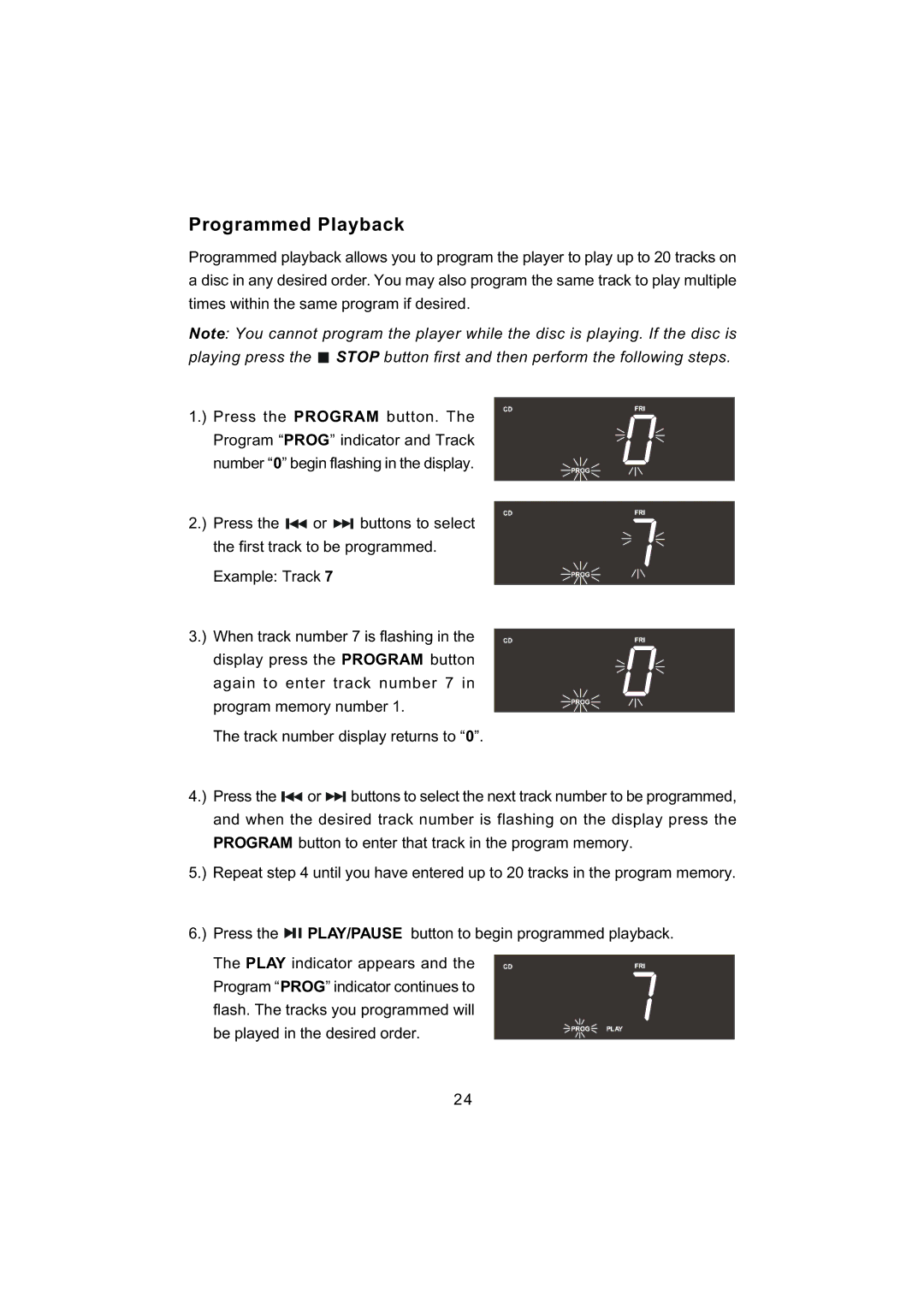 Emerson CKD5809C owner manual Programmed Playback 