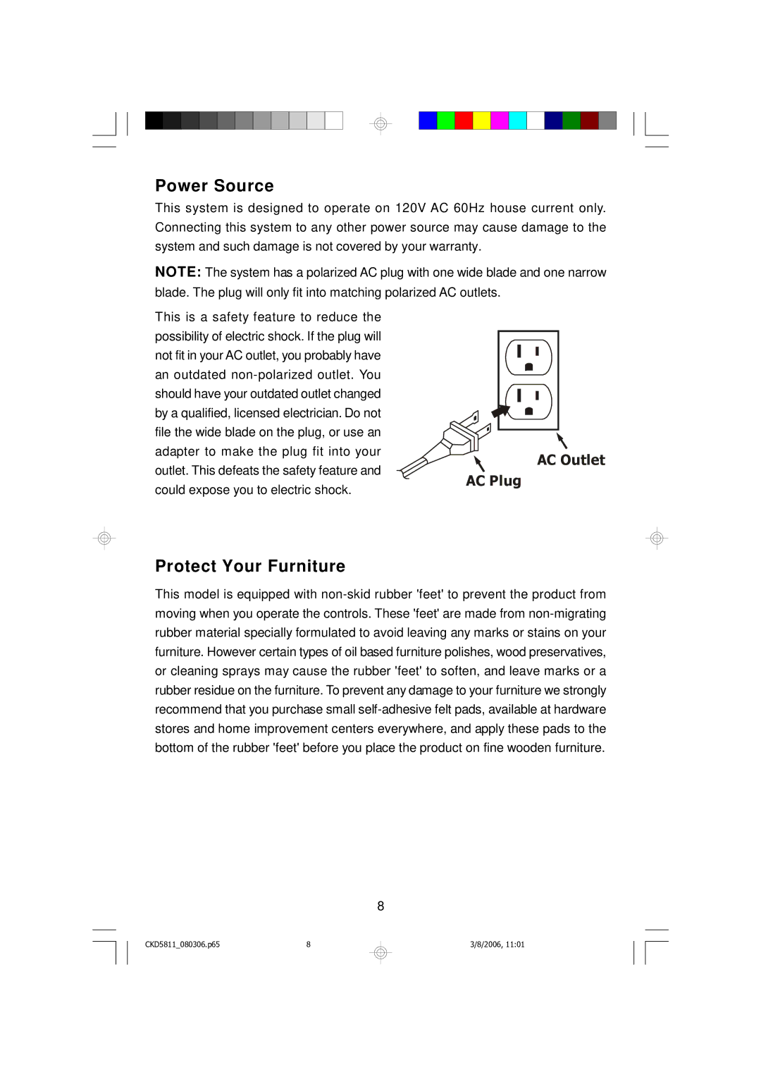 Emerson CKD5811 owner manual Power Source 