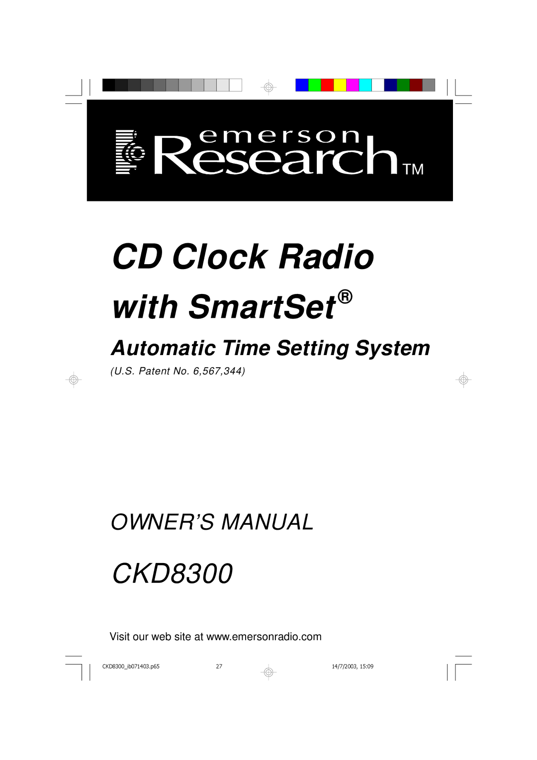 Emerson CKD8300 owner manual CD Clock Radio 