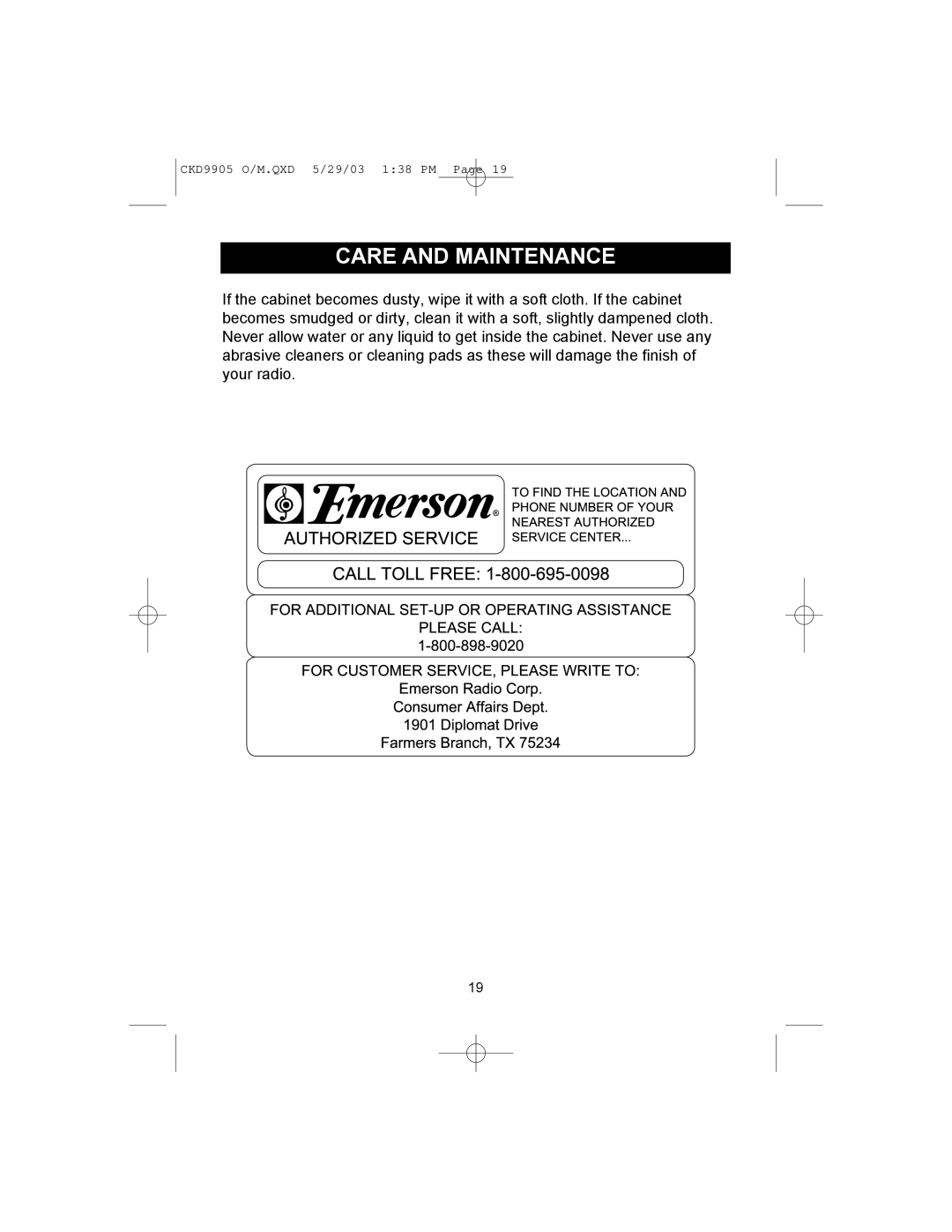 Emerson CKD9905 user service 676 