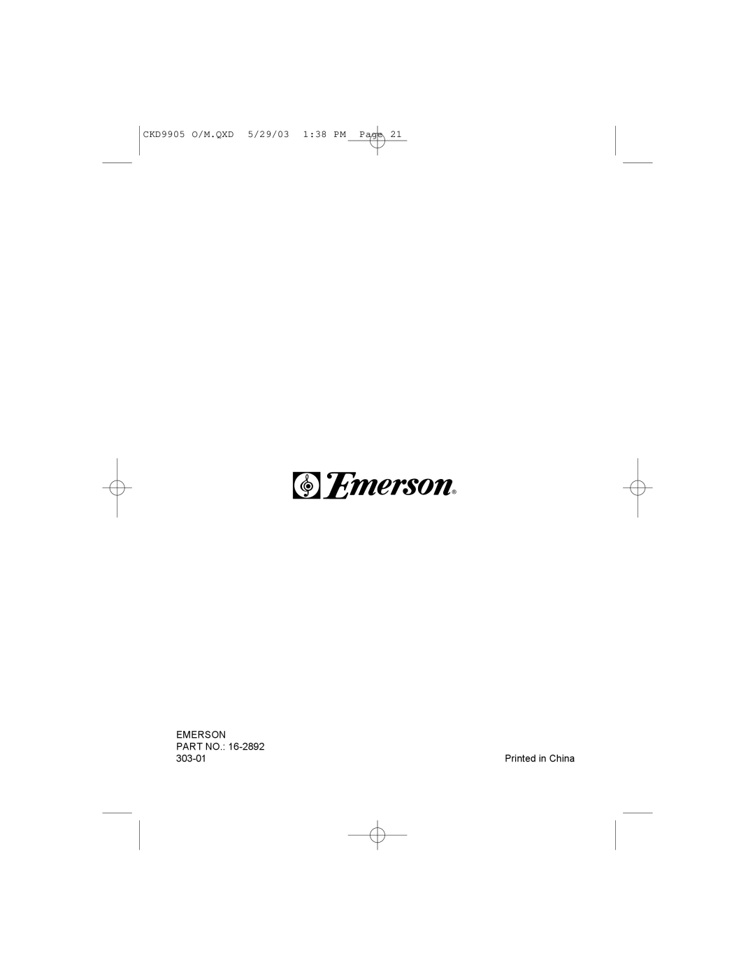 Emerson CKD9905 user service Emerson 