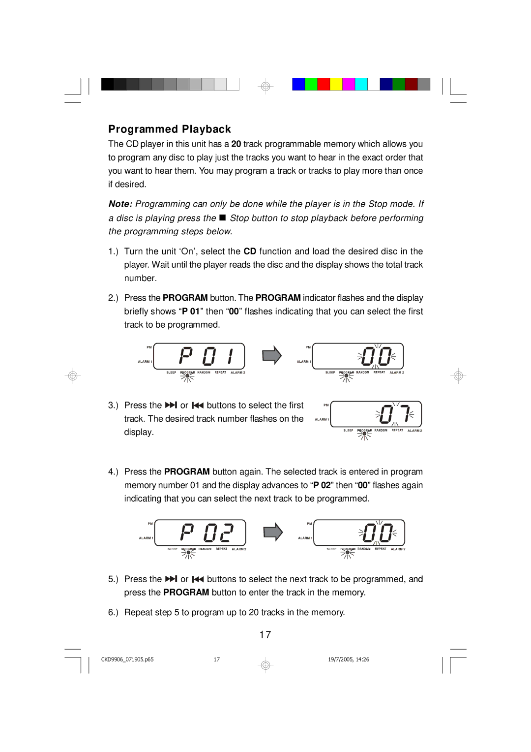 Emerson CKD9906 owner manual Programmed Playback 