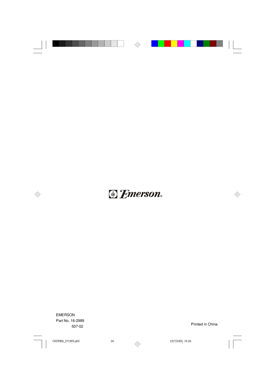 Emerson CKD9906 owner manual Emerson 