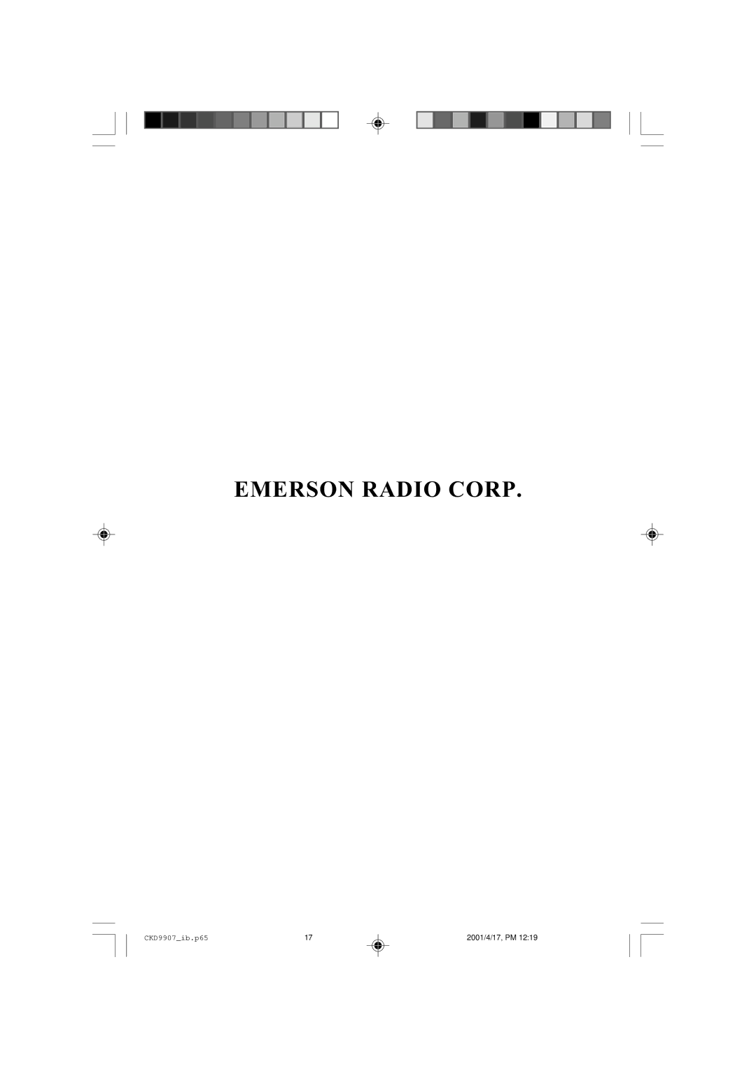 Emerson CKD9907 manual Emerson Radio Corp 