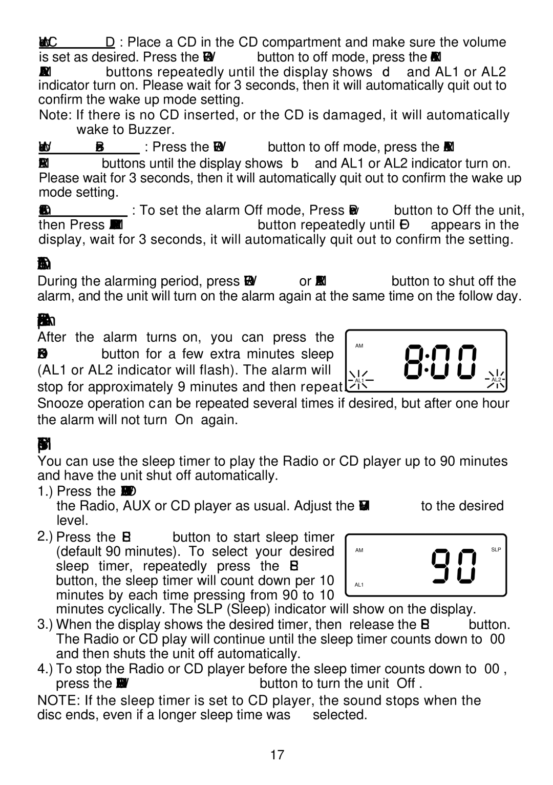 Emerson CKD9918 owner manual Turn Off Alarm, Snooze/Repeat Alarm, Sleep To Music Timer 