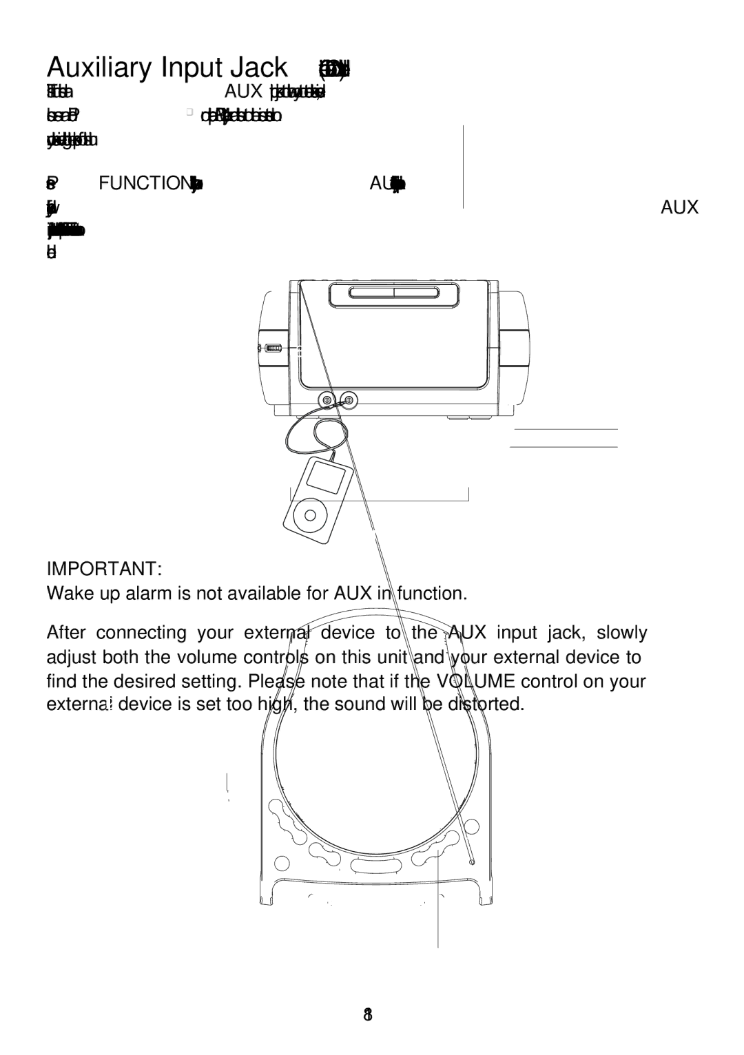 Emerson CKD9918 owner manual Auxiliary Input Jack Connection Cable Not Included 