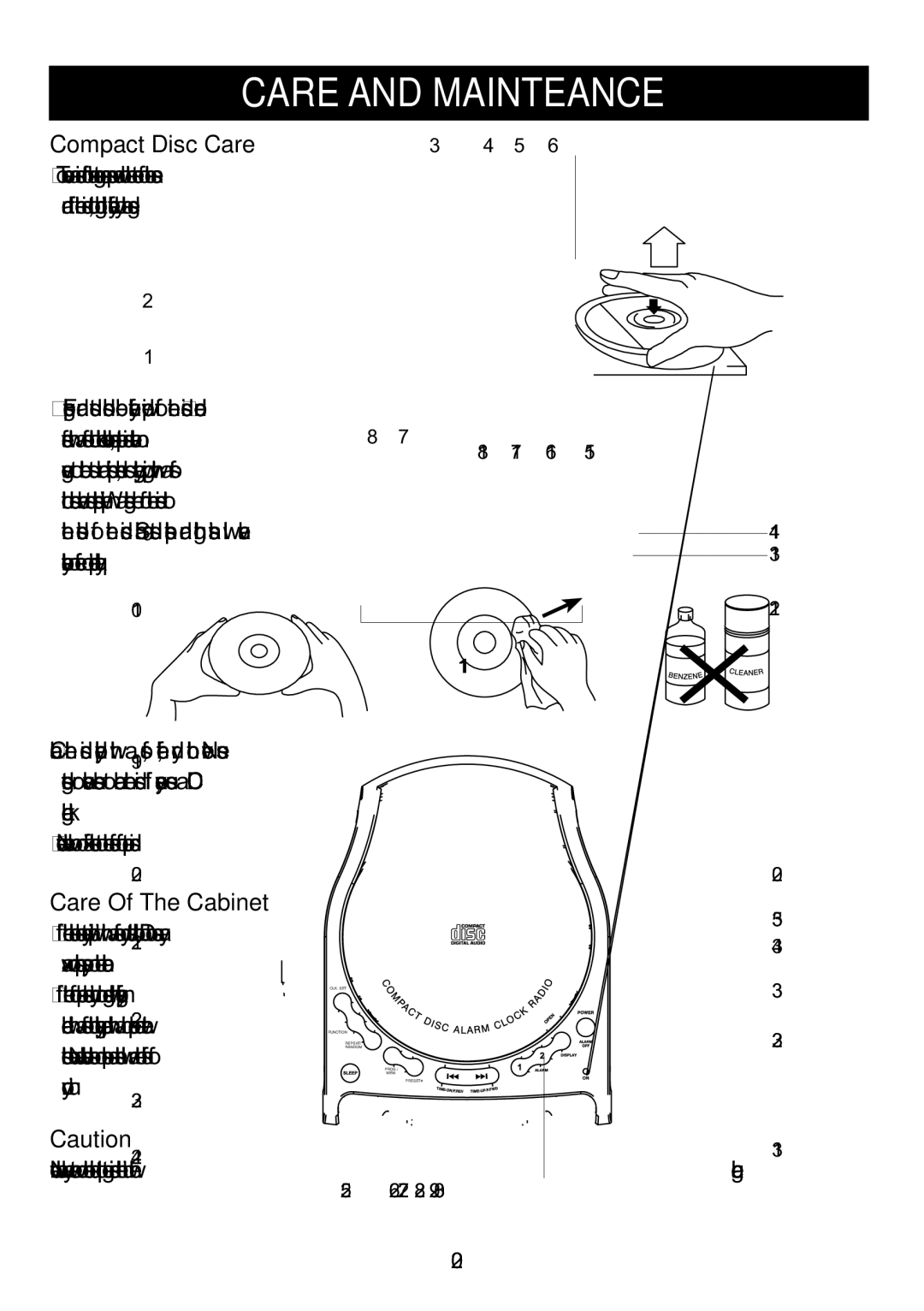 Emerson CKD9918 owner manual Care and Mainteance 