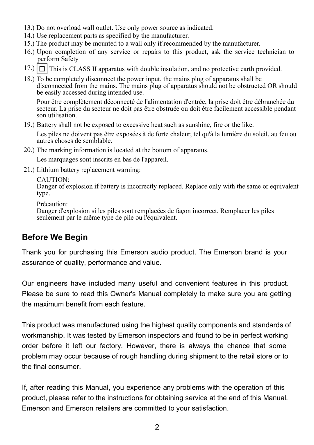 Emerson CKD9918 owner manual Before We Begin 