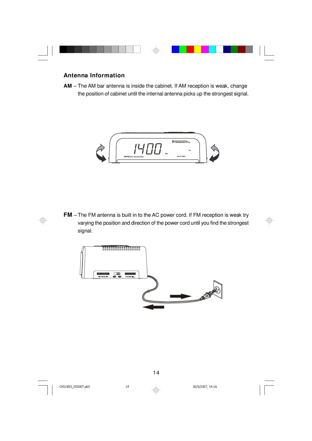 Emerson CKS1855 owner manual Antenna Information 