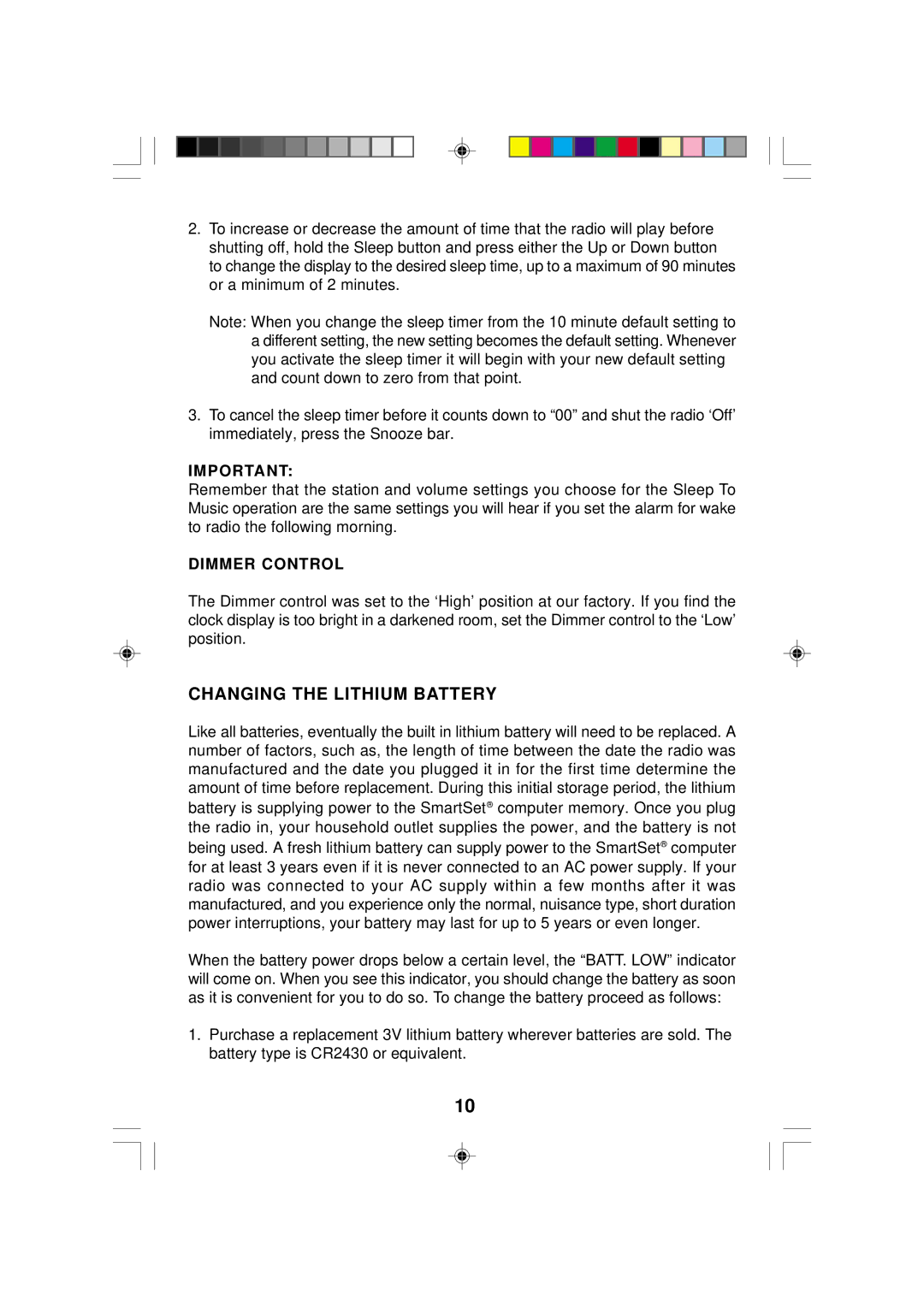 Emerson CKS2005N, CKS2000N owner manual Changing the Lithium Battery, Dimmer Control 