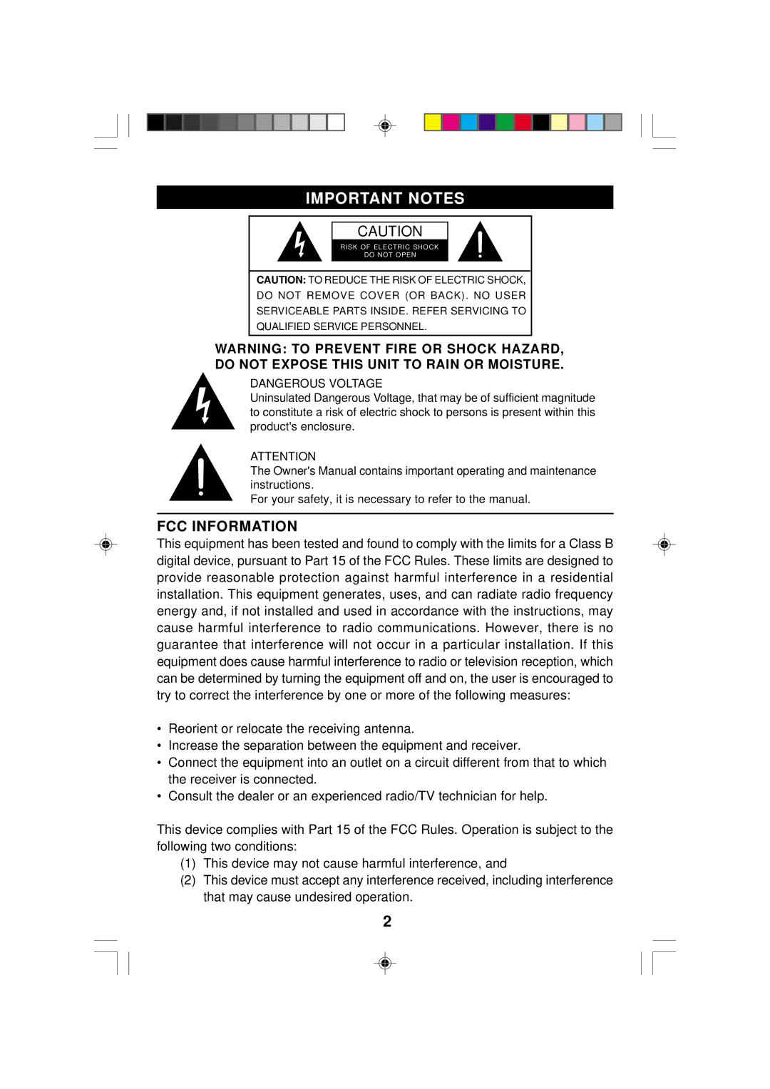 Emerson CKS2005N, CKS2000N owner manual Important Notes, FCC Information 