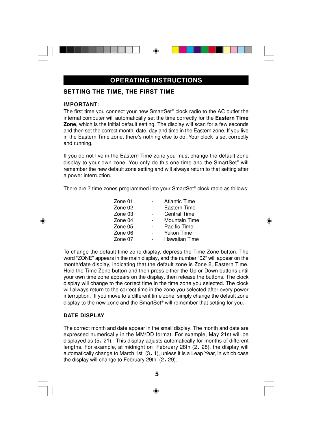 Emerson CKS2000N, CKS2005N owner manual Operating Instructions, Setting the TIME, the First Time, Date Display 