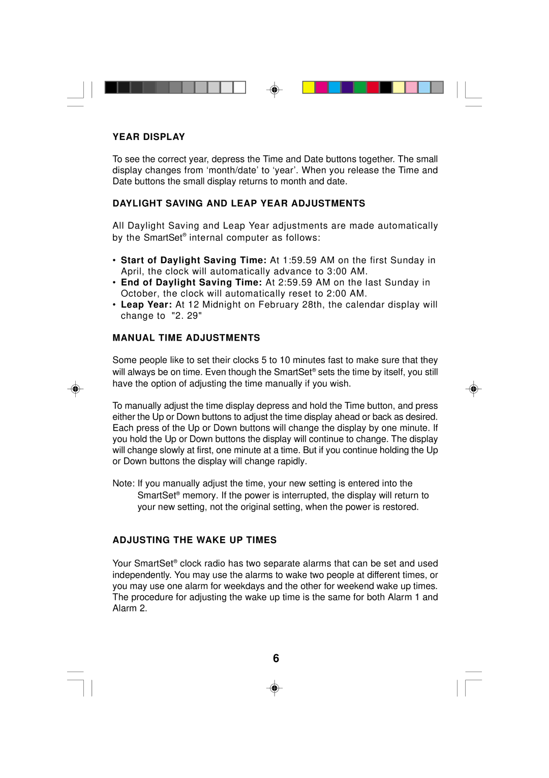 Emerson CKS2005N, CKS2000N owner manual Year Display, Daylight Saving and Leap Year Adjustments, Manual Time Adjustments 