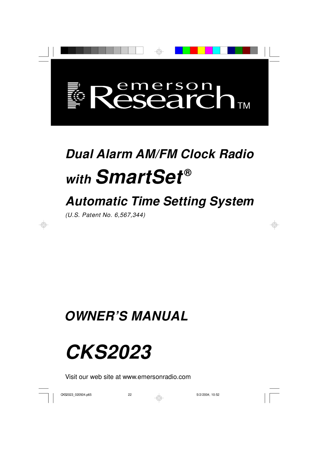 Emerson CKS2023 owner manual With SmartSet 