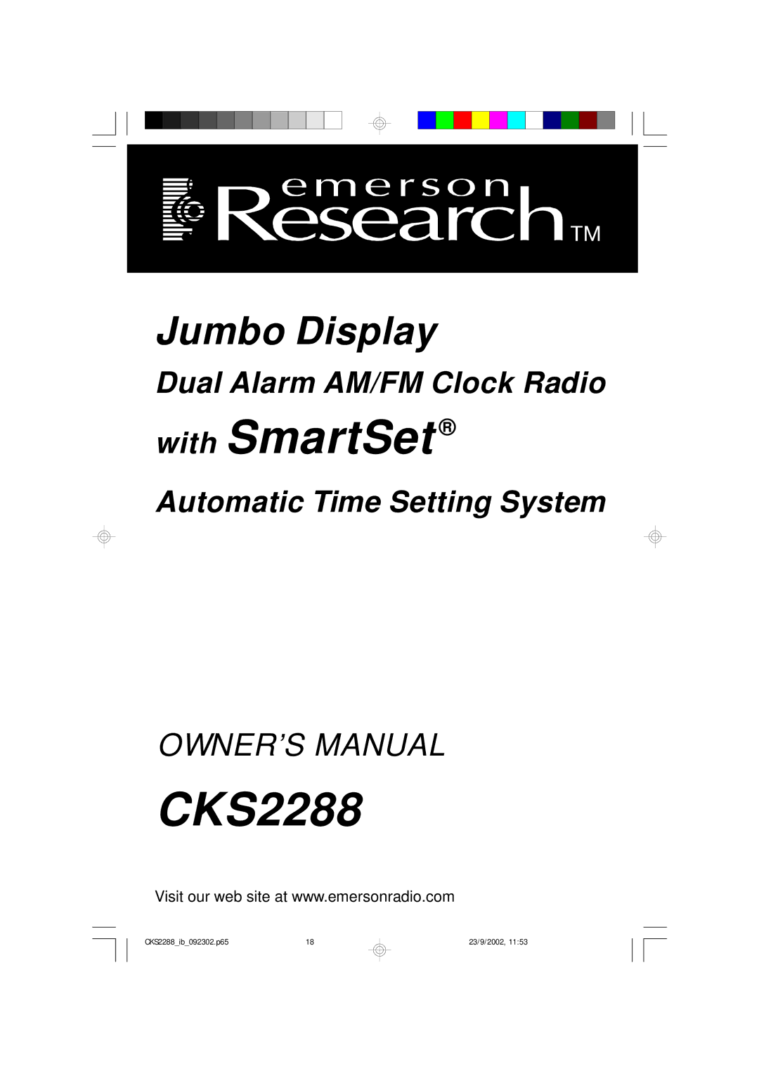 Emerson CKS2288 owner manual With SmartSet 