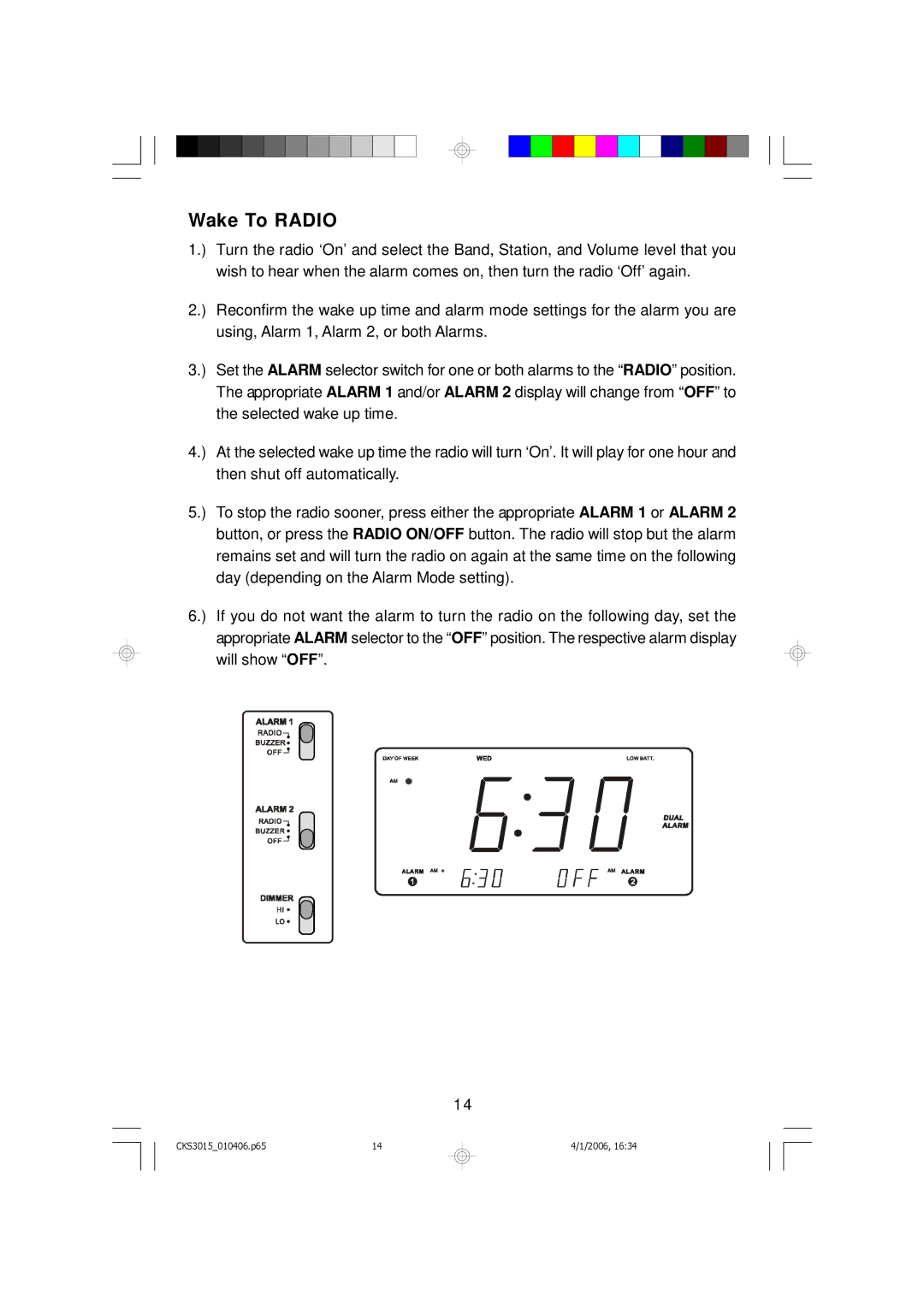 Emerson CKS3015 owner manual Wake To Radio 