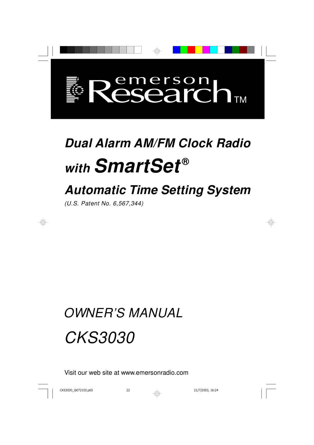 Emerson CKS3030 owner manual With SmartSet 