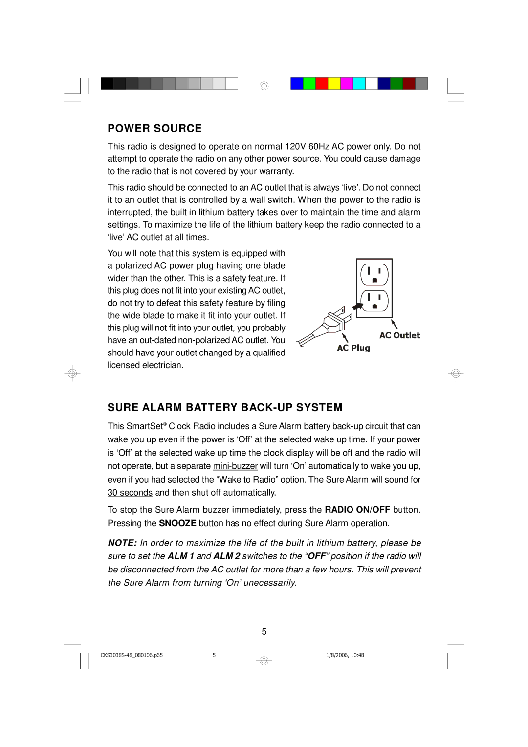 Emerson CKS3048, CKS3038S owner manual Power Source, Sure Alarm Battery BACK-UP System 