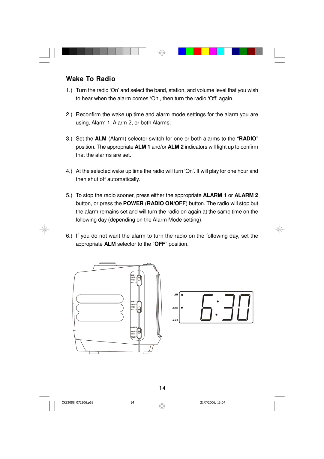 Emerson CKS3088 owner manual Wake To Radio 