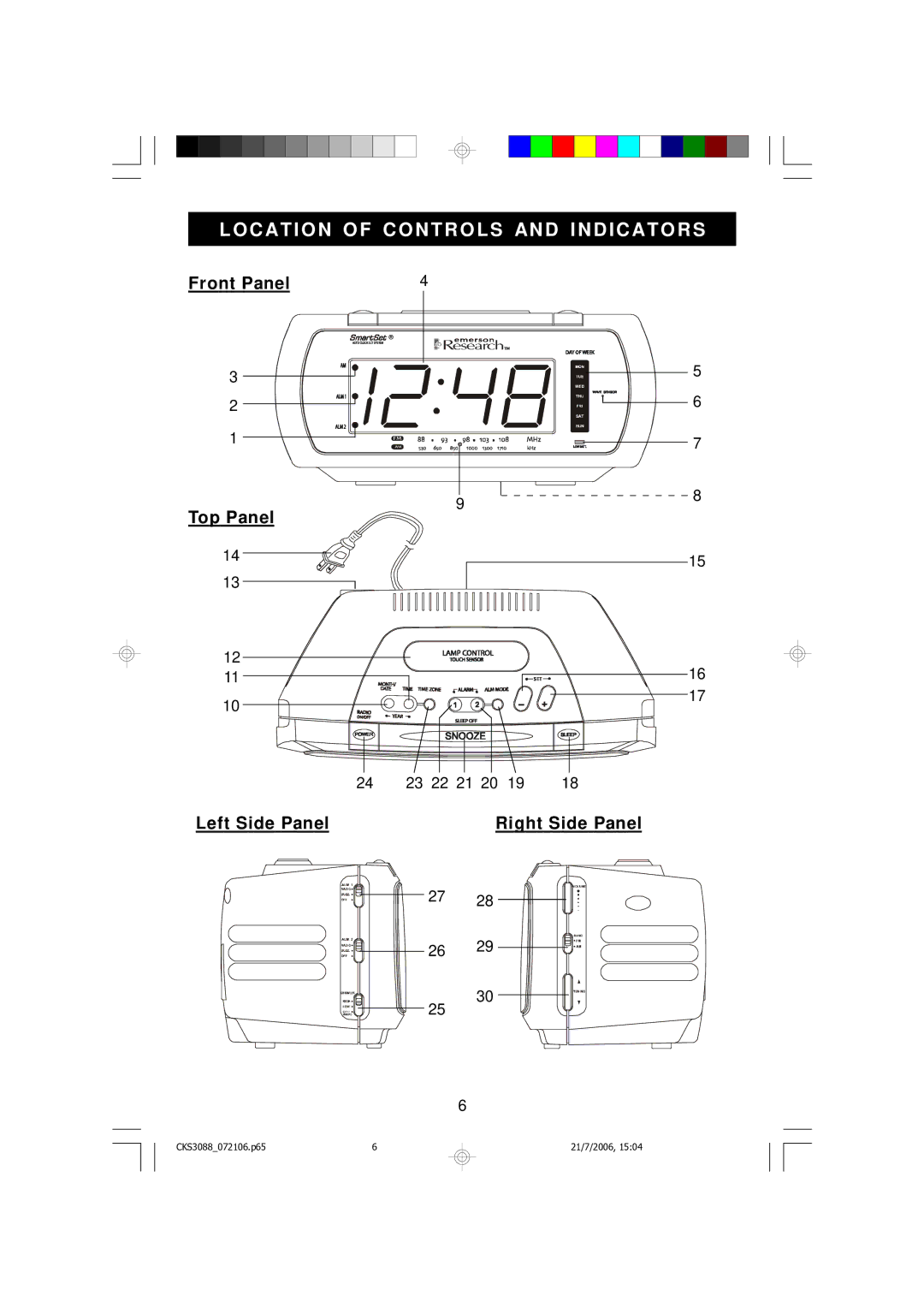 Emerson CKS3088 owner manual Locatio N of Contro LS and I Ndicators 