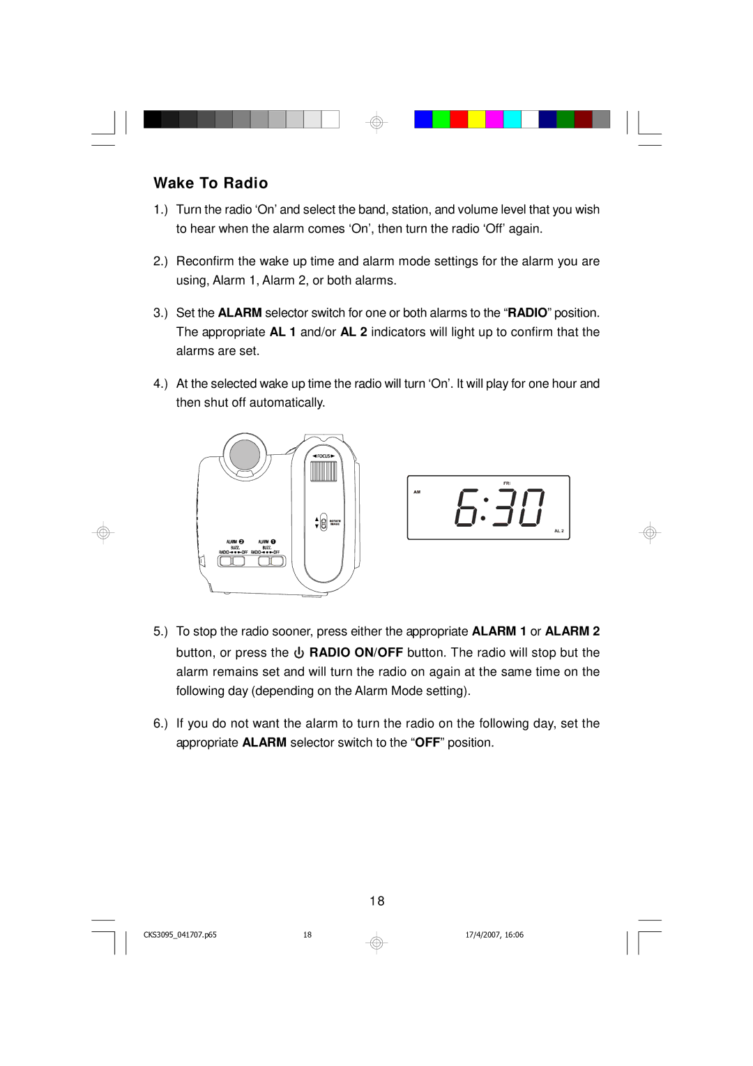 Emerson CKS3095B, CKS3095S owner manual Wake To Radio 